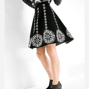 Desigual Christian Lacroix Knit Mandala Mini Skirt - Size S Black/White